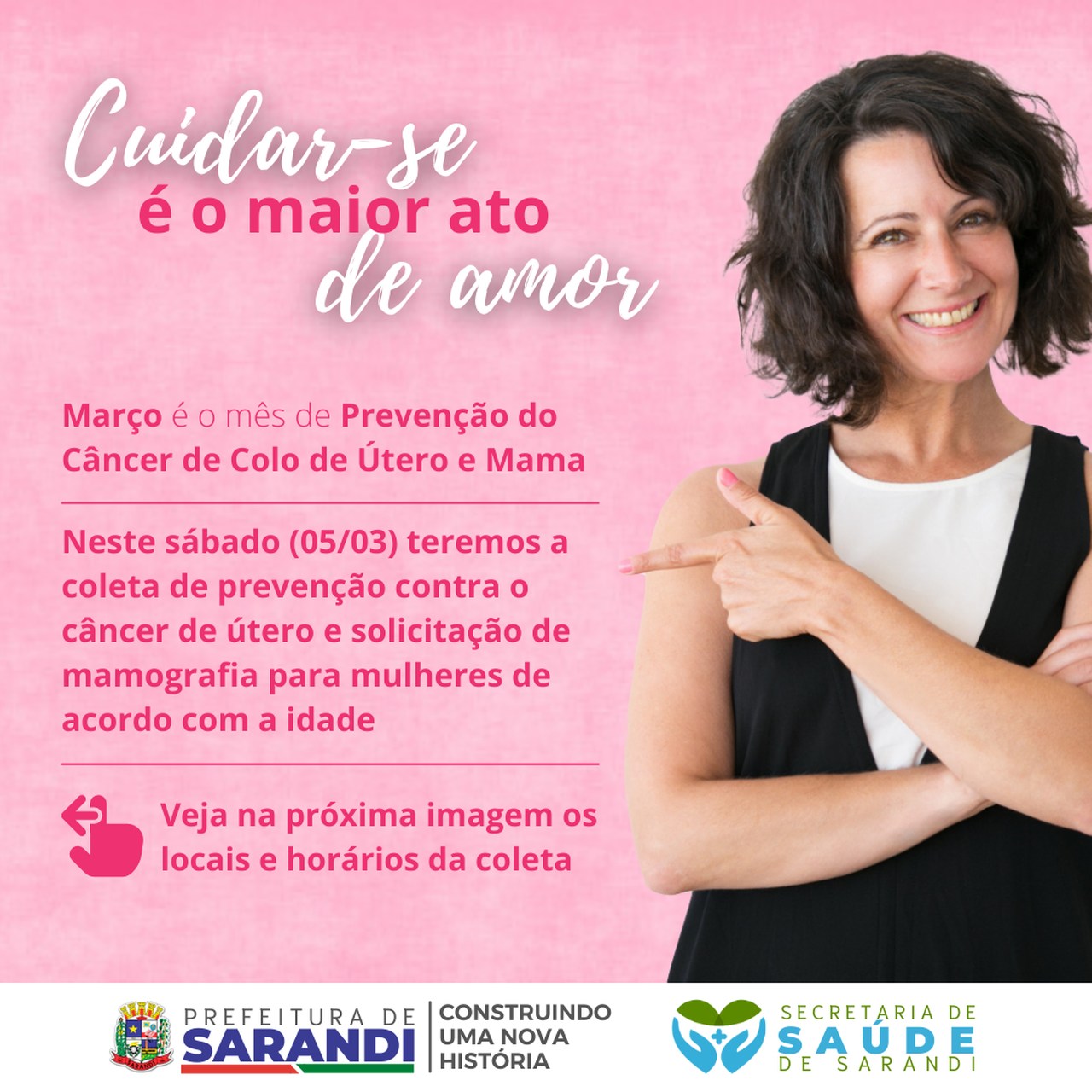 Secretaria de Saúde realiza coleta de prevenção contra o câncer de útero e mama durante todo mês de Março